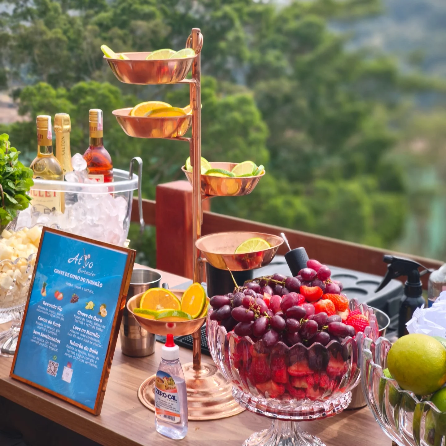 Frutas frescas e ingredientes para os drinks da Ativo Bartender